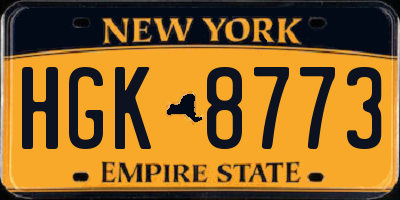 NY license plate HGK8773