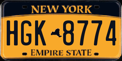 NY license plate HGK8774