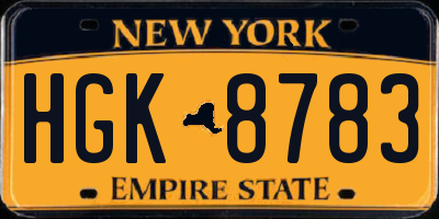 NY license plate HGK8783