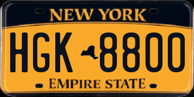 NY license plate HGK8800