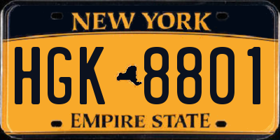 NY license plate HGK8801