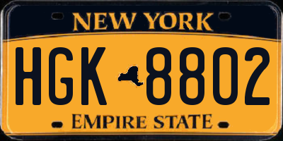 NY license plate HGK8802