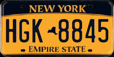 NY license plate HGK8845