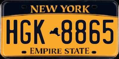 NY license plate HGK8865