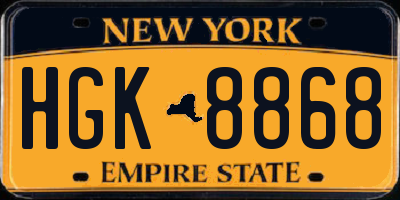 NY license plate HGK8868