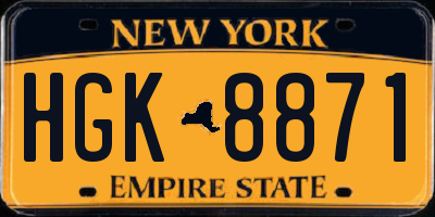 NY license plate HGK8871