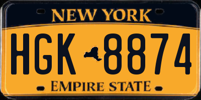 NY license plate HGK8874
