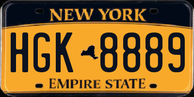 NY license plate HGK8889