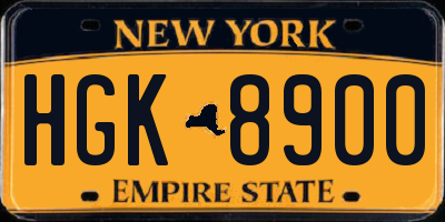 NY license plate HGK8900