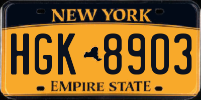 NY license plate HGK8903