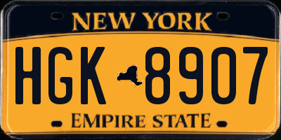NY license plate HGK8907