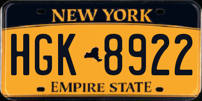 NY license plate HGK8922
