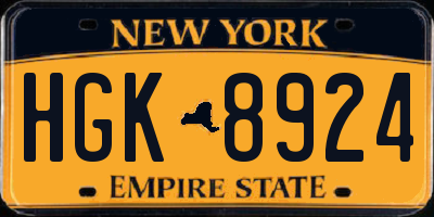 NY license plate HGK8924