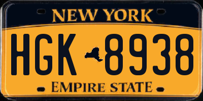 NY license plate HGK8938