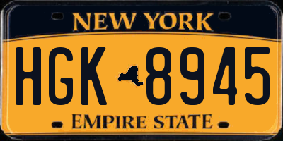 NY license plate HGK8945