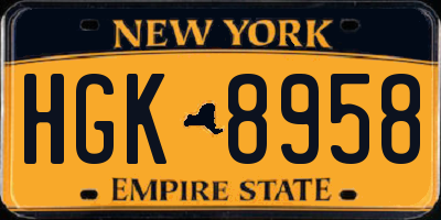 NY license plate HGK8958