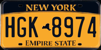 NY license plate HGK8974