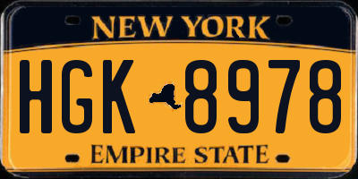 NY license plate HGK8978
