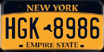 NY license plate HGK8986