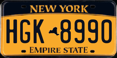 NY license plate HGK8990