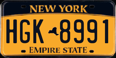 NY license plate HGK8991