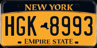 NY license plate HGK8993