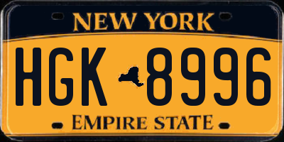 NY license plate HGK8996