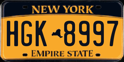NY license plate HGK8997