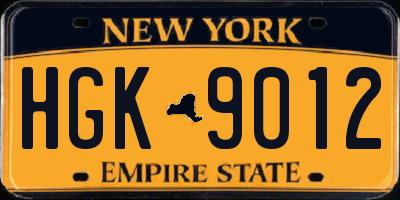 NY license plate HGK9012