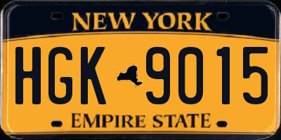NY license plate HGK9015