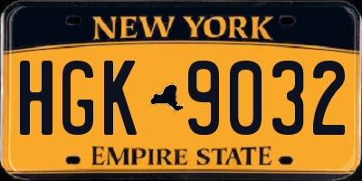 NY license plate HGK9032