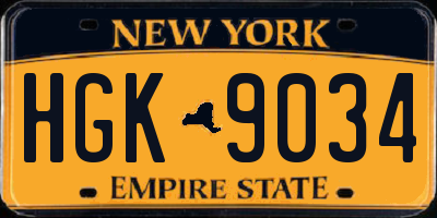 NY license plate HGK9034