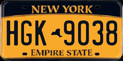 NY license plate HGK9038