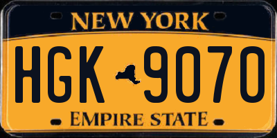 NY license plate HGK9070