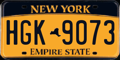NY license plate HGK9073
