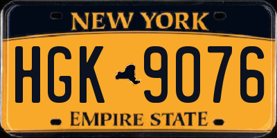 NY license plate HGK9076