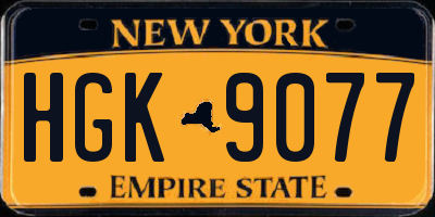 NY license plate HGK9077