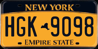NY license plate HGK9098
