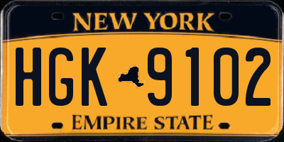 NY license plate HGK9102
