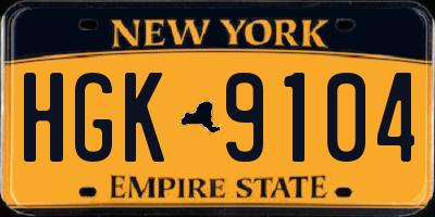 NY license plate HGK9104