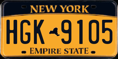 NY license plate HGK9105