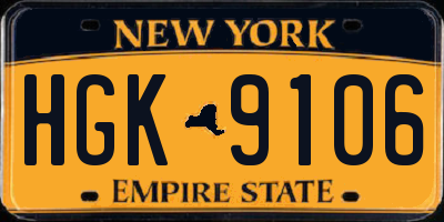NY license plate HGK9106
