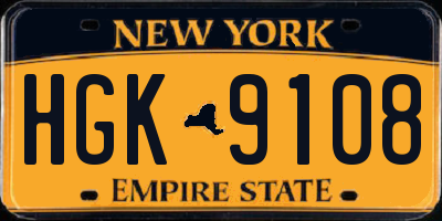 NY license plate HGK9108