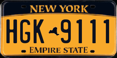 NY license plate HGK9111
