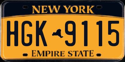 NY license plate HGK9115