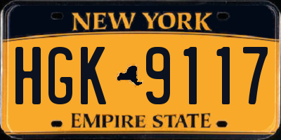 NY license plate HGK9117