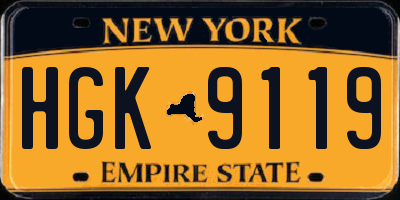 NY license plate HGK9119