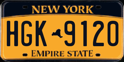 NY license plate HGK9120