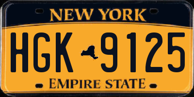 NY license plate HGK9125