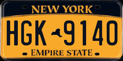 NY license plate HGK9140